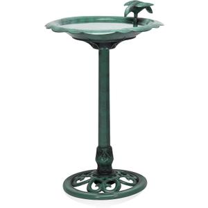Alpine Corporation - 31" Tall Outdoor Antique Flower Birdbath with Bird Decoration Yard Statue  Charming Garden Accent to Attract Birds - Durable Polypropylene Construction for Patio, Deck, or Yard