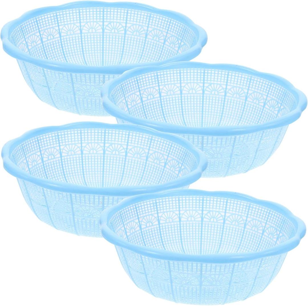 Luxshiny 4pcs Plastic Rice Washing Basket Multifunctional Colander for Fruits Vegetables Kitchen Washing Tool Random Colors for Rice Pasta and Prep