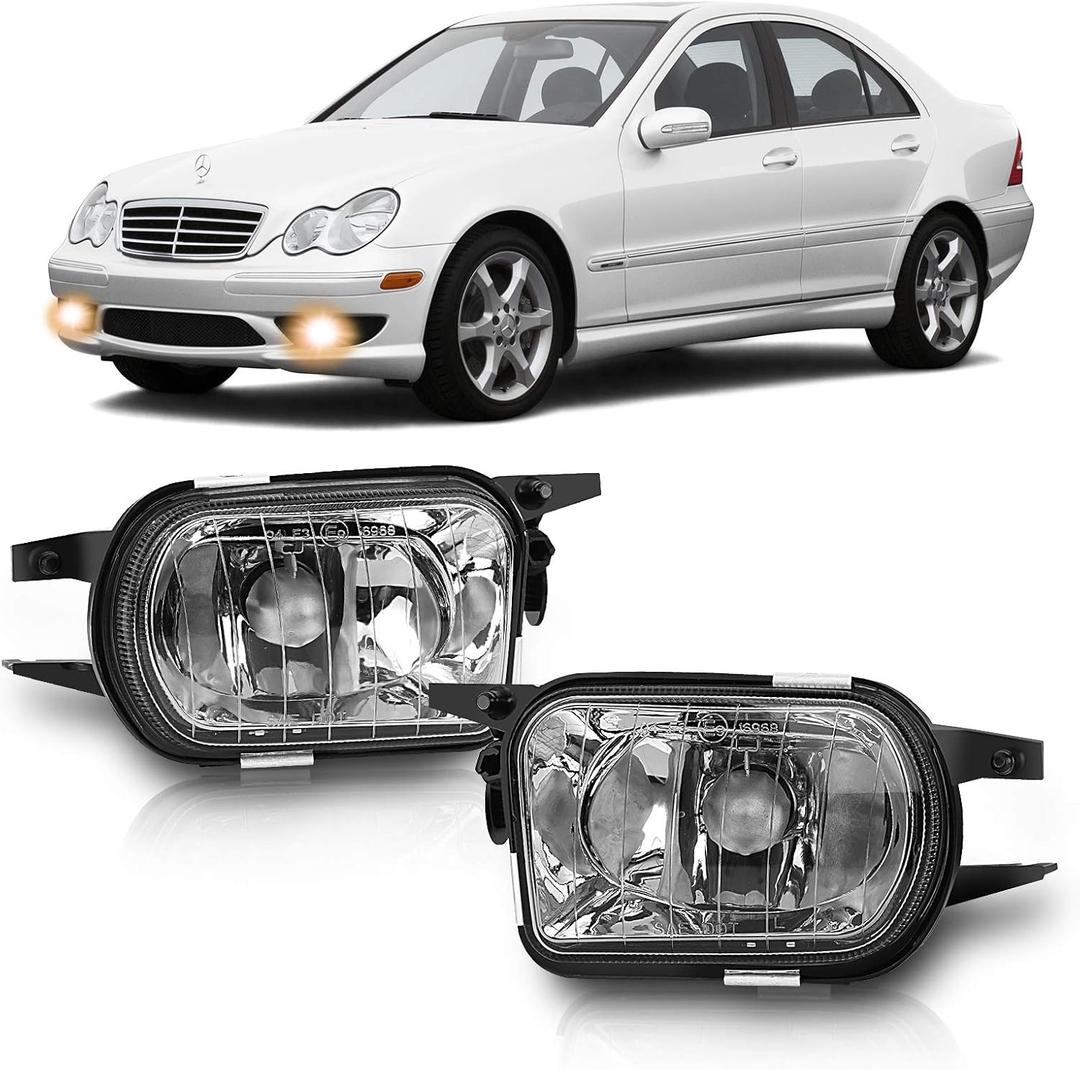 TangMiGe Fog Lights for Mercedes Benz C200 C230 C240 C320 C350 CL55/CL65/SL55/SL65 AMG CL500 CL600 CLK320 CLK500 SLK350 Base SL500 SL550 SL600 Convertible 2001-2009, A Pair, Clear Lens