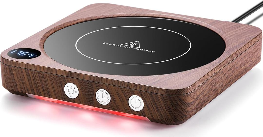 House Gem Mug Warmer - 36W Coffee Mug Warmer for Desk with Temperature Display, 2-12Hrs Auto Shut Off, Smart Candle Warmer - Ideal Coffee Gifts Accessories Keep Beverages Coffee Warmer (Wood) (Wood)