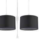 2 Pack Plug in Pendant Light, Hanging Light with 15Ft Clear Cord, On/Off Switch, Black Fabric Lamp Shade, Hanging Light Fixture for Bedroom, Kitchen, Living Room, Dining Table