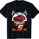 5 Year Old Race Car Birthday Tee 5th Racing Party T-Shirt, S