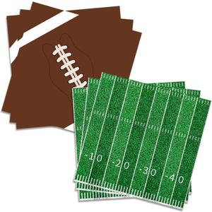 50 Count Football Party Paper Napkins  25 Football Design and 25 Field Design, Disposable Beverage Cocktail Napkins for Game Day, Sports Birthday, Tailgate, and Team Celebration Decorations