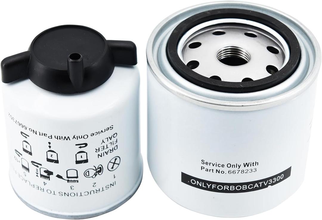 Oil Filter Water Separator Fuel Filter Kit 6678233 6667352 Compatible with Bobcat S220 S250 S300 S330 S630 S650 S750 S770 S850 T250 T300 T320 T630 T650 T750 T870 A300 A770 Skid Steer Loaders