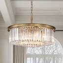 Crystal Chandelier Modern Chandelier Chandeliers for Dining Room Living Room 8-Lights 3-Tier Raindrop Chandeliers Lighting (Gold, Dia 20 Inch) (Copper)
