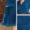 Sunny Spirit Women's Floral Boho Midi Dress 2025 Spring Fall Long Sleeve V Neck Chiffon A-Line Flowy Party Dresses (L)