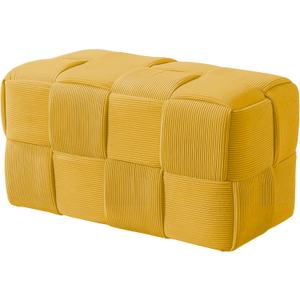 Cmishe Ottoman Foot Rest Soft and Comfortable Ottoman Square Corduroy Woven Design Sofa Stool (Yellow-L)