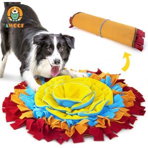 AWOOF Pet Snuffle Mat for Dogs, Interactive Feed Game for Boredom, Encourages Natural Foraging Skills for Cats Dogs Bowl Travel Use, Dog Treat Dispenser Indoor Outdoor Stress Relief (red)