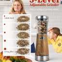 Electric Salt and Pepper Grinder Set with Storage Base, Stainless Steel Rechargeable Salt and Pepper Grinder Set with 4.5 oz Large Capacity, 1.8" Wide Mouth, Adjustable Coarseness, Ideal for Kitchen