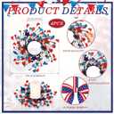 4 Pcs Mini 4th of July Hanging Wreaths for Cabinets Patriotic Red White and Blue Artificial Candle Ring Wreath Pillar Candle Holder Wreath for Farmhouse Independence Day Memorial Day Porch Front Door
