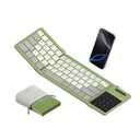 Nillkin Upgraded Foldable Bluetooth Keyboard with Touchpad & Number Pad, Portable Wireless Keyboard for Travel, Pocket-Sized, Full Size Keys, Support 3 Devices for iPad Laptop Tablets Phone, Green
