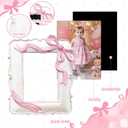 Chunful 2 Set Pink Bow Picture Frames 5 x 7 Inch Coquette Baby Shower Decorations 4 x 6 Inch Vintage Picture Photo Frames Pink Ribbon Bow Room Decor Cute Girly Birthday Gifts for Tabletop Wall Hanging