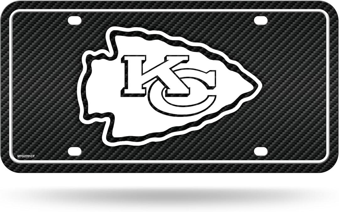 Rico Industries NFL Carbon Fiber Metal Tag Metal Auto Tag 8.5" x 11" - Great for Truck/Car/SUV