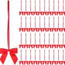 50pcs 8 Inch Stretch Elastic Loops with Pre-Tied Red Ribbon Bows for Gift Wrapping,Baby Showers, Weddings, Christmas Boxes (8", Red)