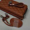 OCASE for iPhone 17 Pro Max Crossbody Wallet Case - Stylish PU Leather Handbag Phone Purse with Zipper Closure, Card Slots & RFID Blocking - Wrist Strap, Lanyard, Kickstand - Diamond Check Brown