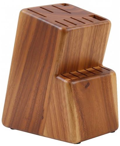 Kitchen knife holder elegant & sturdy (15 slots). Universal knife block with slots for knives, scissor and sharpenner. Knife Block without Knives. Kitchen knife holders for counter top. (Acacia)