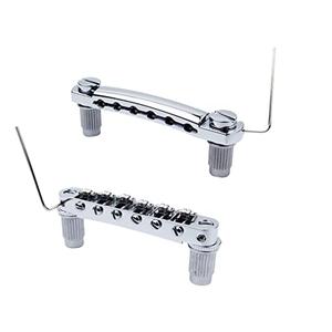 Guyker Guitar Tune-O-Matic Bridge and Stop Bar Tailpiece Combo Replacement Compatible with LP SG EPI 6 String Electric Guitar(GS001 + GM005, chrome)