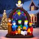 8FT Christmas Inflatables Nativity Scene Outdoor Decorations with LED Lights, Large Christmas Jesus Blow Up Yard Decorations Nativity Sets for Garden Lawn Church Display Xmas Decor