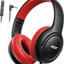 acer Kids Headphones - Over-Ear 85/94dB Volume Limiter, 3.5mm Jack Foldable Stereo Sound Headset for Toddlers Girls Boys Travel Learning Entertainment Tablet Kindle iPad PC Black Red, HK03