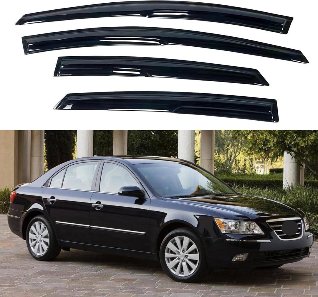 IG Window Visor for Hyundai Sonata 2005-2010 (Old Body Style), Rain Guard Tape-On Extra Durable Sun Wind Side Vent Window Deflector Mugen Style, 2005 2006 2007 2008 2009 2010