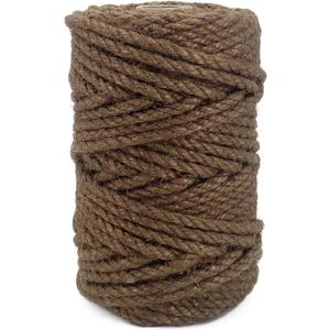 Leecogo 4.5mm Jute Rope 100 Feet Natural Craft Rope Twine String Perfect for Home Gardening Macrame Arts Crafts DIY Cat Scratching Post Replacement Repairing Recovering Cats Toy Making,Dark Brown