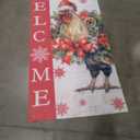 Christmas Garden Flag Welcome Xmas Chicken Winter Holiday Decorations Burlap Vertical Double Sided Farmhouse Yard Lawn Outdoor Decor 3x6 ft 