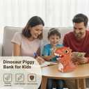 2 x Dinosaur Piggy Bank for Money Bank Coin Bank for Boys and Girls,Unbreakable Money Bank,Tyrannosaurus Rex Large Size Decoration Savings Christmas, Halloween, Birthday Gift (Brown)