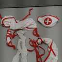 WDIRARA Women's Sexy Nurse Costume Cosplay Halter Lingerie Set with Garter and Stockings (White, XS)