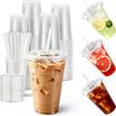 100-Pack 16 oz Cups with Lids and Straws, Disposable Plastic Cups with Lids - BPA-free, Perfect for Iced Coffee, Frappes, Milkshakes & Juice, Ideal for Home, Office & Parties 