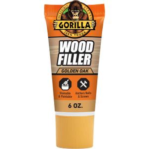 Gorilla All Purpose Wood Filler, Golden Oak Color, 6 Ounce Tube (Pack of 1) - Water Resistant for Indoor or Outdoor Projects and Repairs