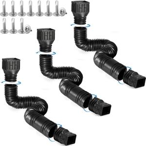 3 pack Flexible Rain Gutter Downspout Extensions,Drain Downspout Extender,Gutter Extension Flexible,Down Spout Drain Extension Pipes,Extendable from 21 to 60 Inches (3pcs black)