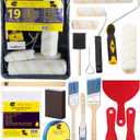 Bates- Paint Roller Kit, 19 pcs, Roller Set with Microfiber Sleeves & Frame, Tray, Angled Brush & Foam Brush, Paint Scrapers and More for Walls, Cabinets, Interior, Exterior, House Painting Supplies