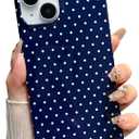 Jmltech for iPhone 15 Case Polka Dot Phone Cases Aesthetic Design Trendy Simple Case Slim Shockproof Protective Cover Navy Blue
