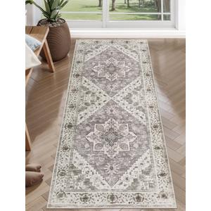 SERISSA Boho Washable Runner Rug, 2x5 Rug Non-Slip Vintage Earth Tone Hallway Kitchen Runner Rug Ultra Soft Print Distressed Floor Carpet for Bedroom Bathroom Laundry Room