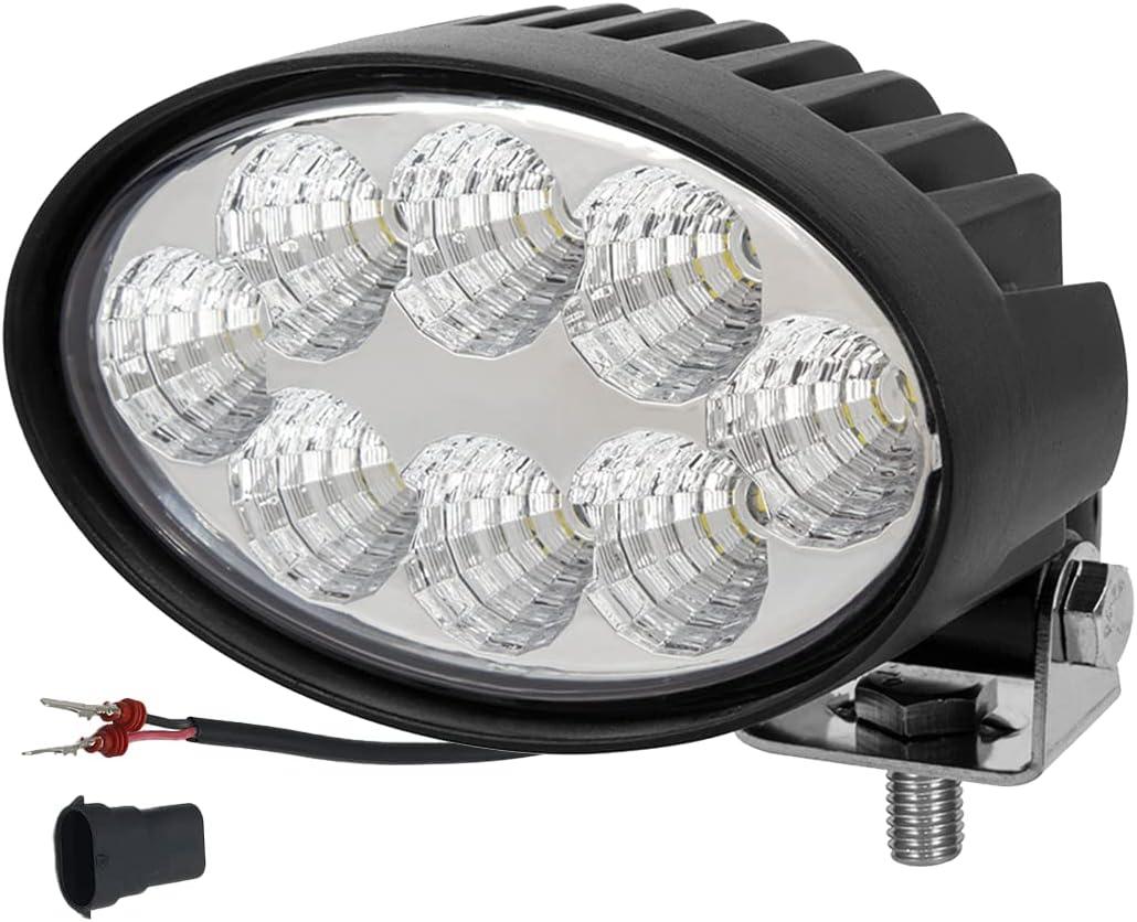 Oval 40W Tractor Cap Roof LED Work Light 12V Flood Compatible with Case TractorJD Cat Clear