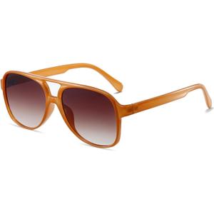 reckles Mark Vintage Retro 70s Sunglasses for Women Men Classic Large Square Aviator Trendy Glasses (Milky Orange, Millimeters, 60)