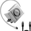 Nillkin FlexLine 65W for Retractable Wall Charger(GaN6), Dual-Port with 28.7in Retractable USB C Cable + 39.3in USB C Cable(Extra), iPhone Charger, MacBook, iPad, Samsung, Fast Charger - White