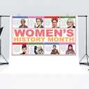 Women’s History Month Bulletin Board Decorations Photo Booth Backdrop International Women’s Day Poster Famous Women Inspirational School Classroom Office Wall Decor, 3.6ft*5.9ft