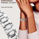 JR.DM Silver Watch Bands for Women Compatible with Apple Watch 38mm 40mm 41mm 42mm(S10/11) Adjustable Metal Cowboy Steel Single Chain Bracelet for iWatch Series 11/10/9/8/7/6/5/4 SE 3/2/1 (No Case)