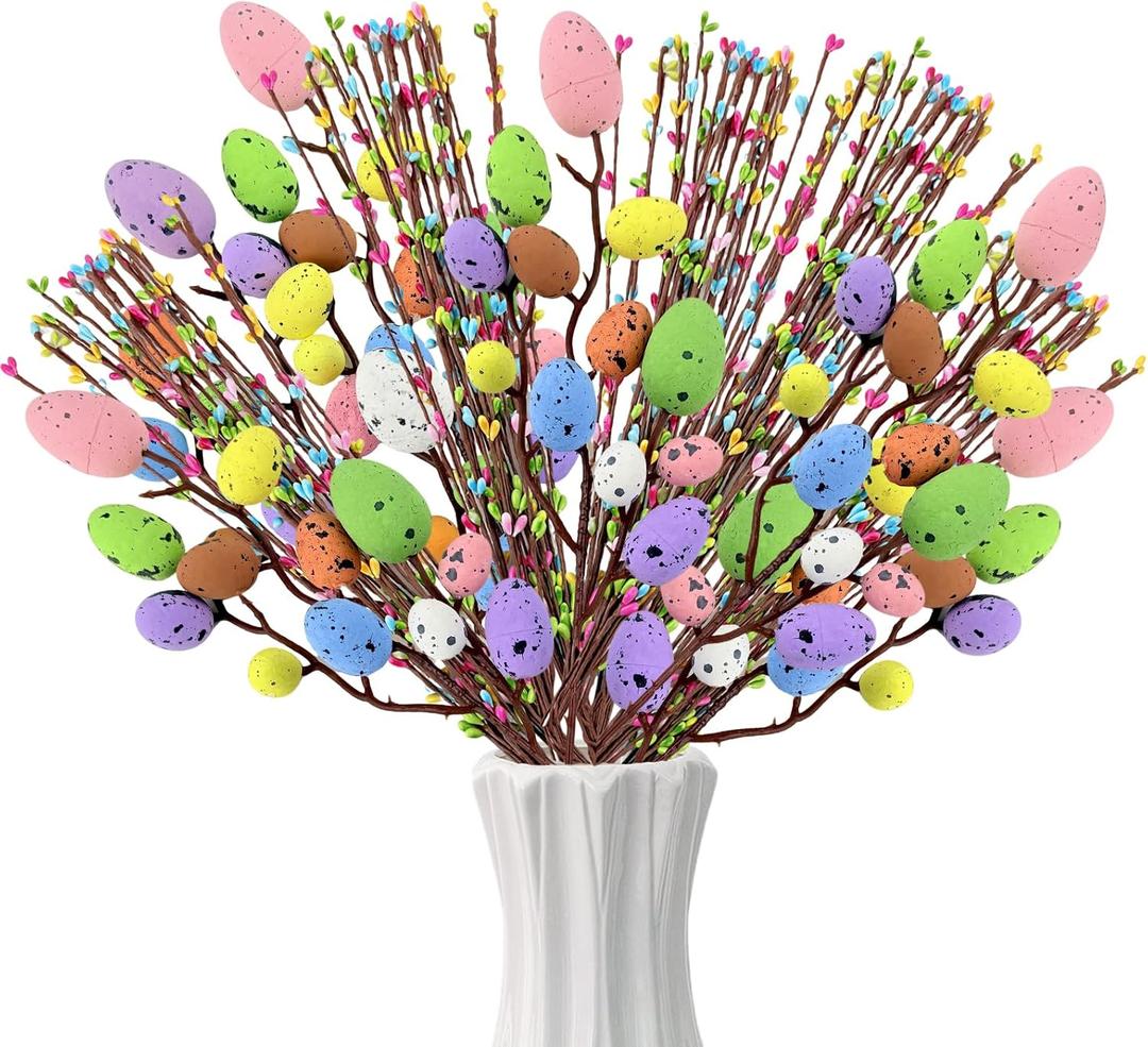 Artificial Picks Easter Spray Vine with Easter Eggs Berries Floral Stems