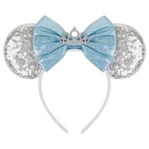Mouse Ears Headbands for Women Blue Bow Mouse ear Headband Sequin Hairbands Birthdays Party Hair Accessories