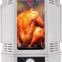 NutriChef Vertical Rotisserie Oven Roaster - Rotating Shawarma/Kebab Machine with Skewer and Rack, Basket Tower, Roasting Rack, Poultry Tower, Drip Tray - For Meat Chicken Turkey Lamb - PKRT15 White