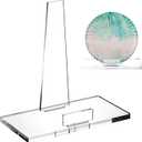 RattanView 8 Inch Acrylic Plate Stand for Display Acrylic Easel Clear Picture Stand with Square Block Base for Table Home Office Exhibit