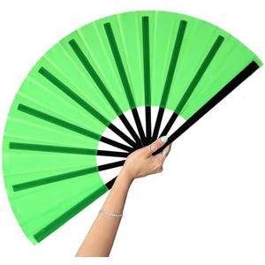 13inch Large Rave Clacking Popping Fan for Line Dancing,Hand Fans for Women Foldable,Boots on The Ground Fan,Portable for Outdoor,Wedding,Party,Decoration(Green,2Pack)