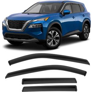 in-Channel Rain Guards Fit for Nissan Rogue 2021 2022 2023 2024 2025 2026, Extra Durable Side Window Deflectors 2021-2026 Rogue Wind Deflectors Rain Guard Black 4 PCS