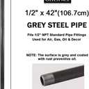 GeilSpace 6 Pack 1/2" x 42" Heavy Duty Pre-Cut Grey Metal Pipe, Industrial Steel Fits Standard Half Inch Threaded Pipes and Fittings - Vintage DIY Industrial Shelving (1/2" 42", Grey)