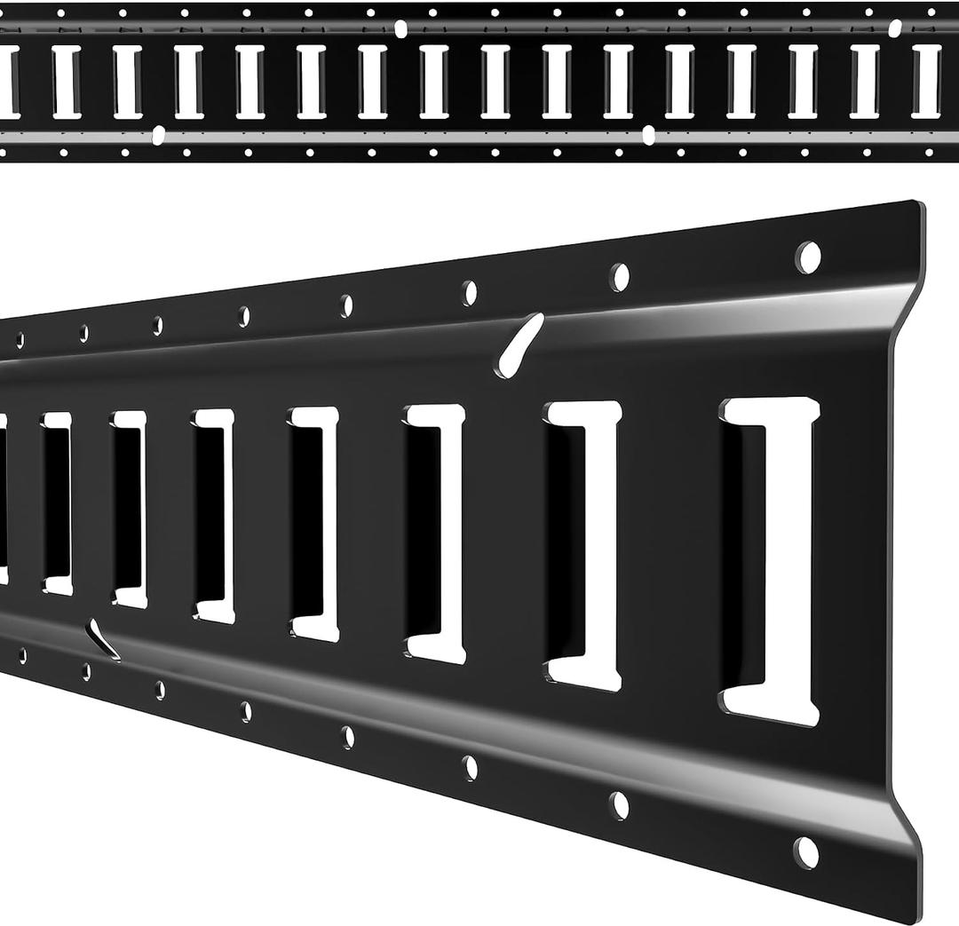E Track 4'2 Pack with Powder-Coated Steel Trailer Tie Down for Garages, Trucks, Pickups, and Vans, E-Track Rail Reliable Cargo Restraint (Screws Not Included)
