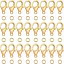 Grevosea 300PCS Lobster Claw Clasps with Open Jump Rings 12mm Metal Lobster Clasps for DIY Craft Bracelet Jewelry Making (Gold, Clasp: 12x7mm+Ring:5mm)
