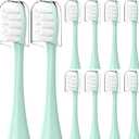 Compatible with Lumineux Electric Toothbrush Replacement Brush Heads,for Lumineux Sonic Electric Toothbrush,with Dust Cover,10 Pack (Light Green, Medium)