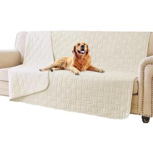 Tcksstex Waterproof and Anti-Slip Dog Bed Cover and Pet Blanket Sofa Pet Bed Mat car Incontinence Mattress Protectors Furniture Couch Cover for Most Cats Dogs, Pets52x82-Ivory